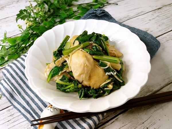 小松菜と鶏胸肉のオイスターソース炒めの画像
