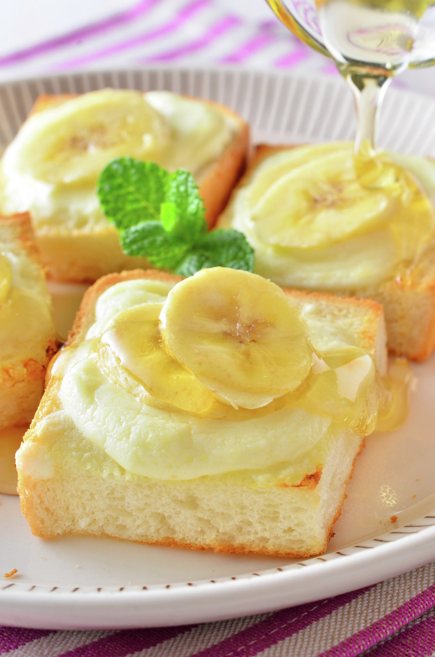 クリームチーズ＆バナナのハニートーストの画像
