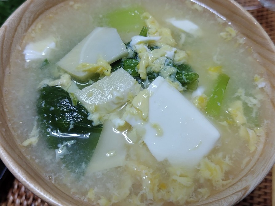 タケノコ入りチンゲン菜と豆腐の中華スープの画像