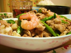 豚肉とシーフードミックスの炒め物