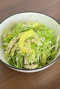 【野菜ソムリエ】京みず菜とチキンのサラダ