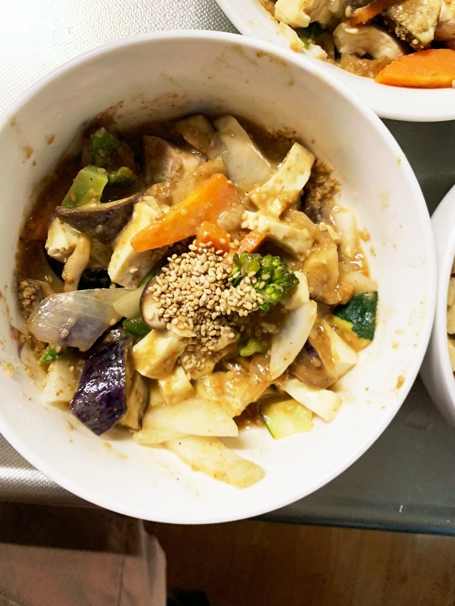 肉無豆腐簡単さっぱり焼肉のたれ味野菜炒めの画像