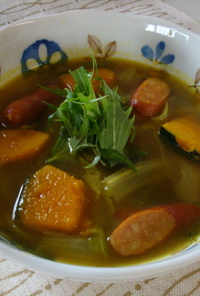 春野菜とかぼちゃのスープ　カレー風味