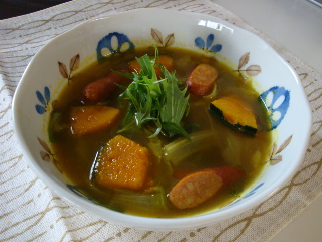 春野菜とかぼちゃのスープ　カレー風味の画像