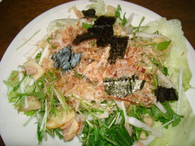 和風な水菜のしゃきしゃきサラダの写真