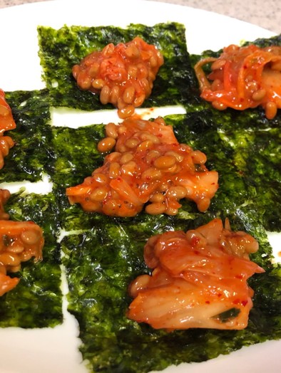 キムチ納豆with韓国海苔の写真