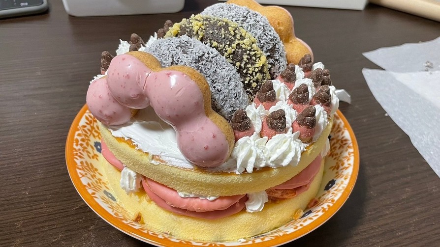 市販のお菓子で誕生日ケーキの画像