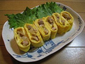 鶏むね肉と新玉ねぎの柚子胡椒風味の卵焼き