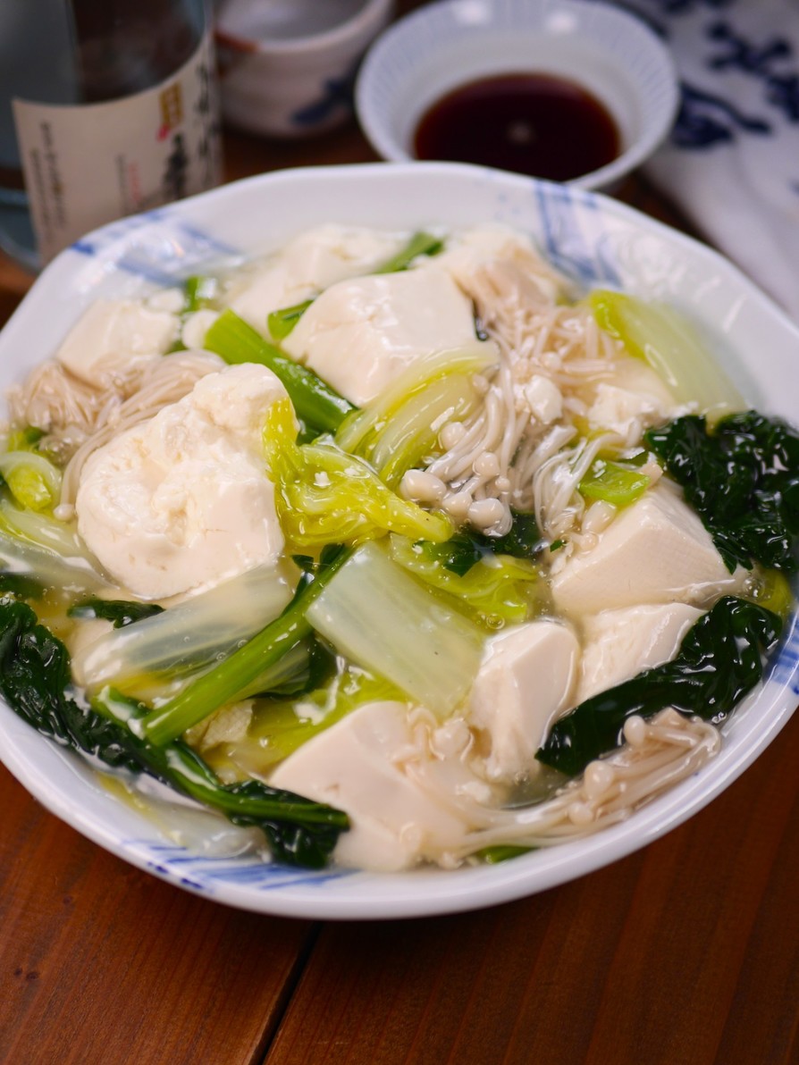 白菜と小松菜のとろとろ豆腐♡ポン酢がけの画像