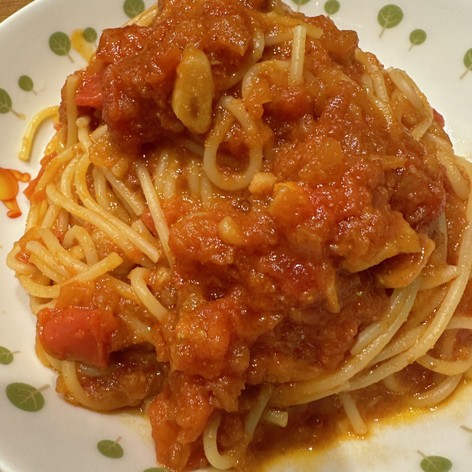 本気のトマトとニンニクのスパゲティ