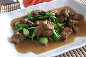 鶏肉と青梗菜のオイマヨ炒め