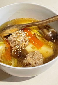 粗挽き鶏と豆腐の和風酸辣湯