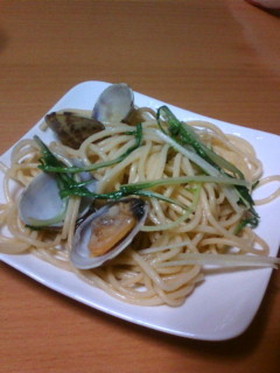 簡単☆あさりと水菜のパスタ