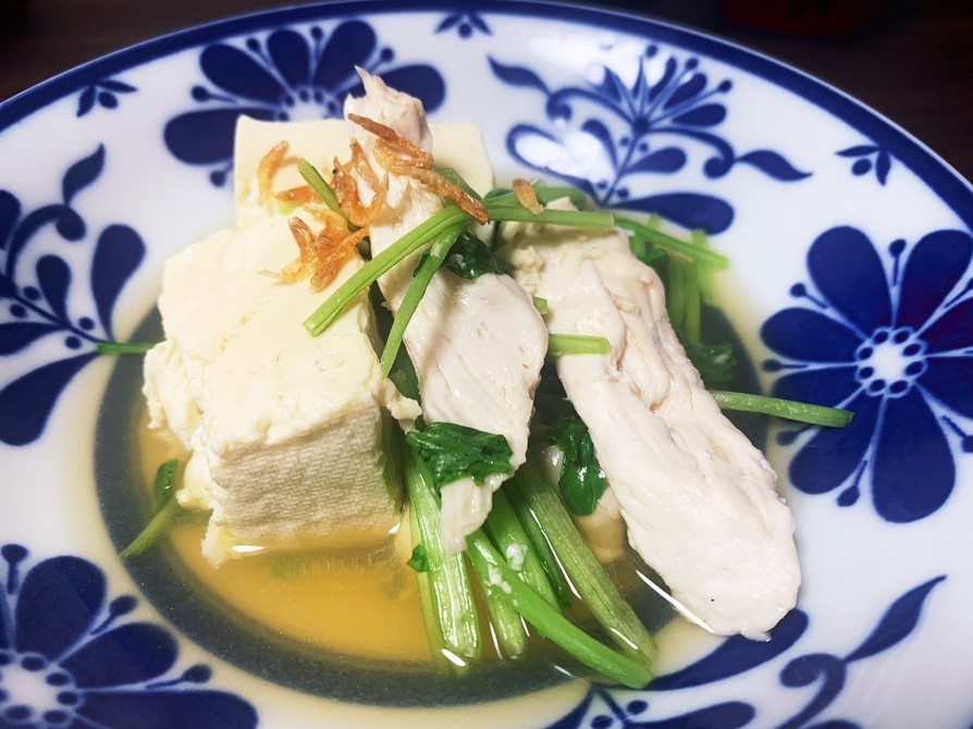 豆腐と鶏肉の黒酢風味蒸し　100円の画像