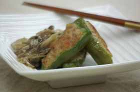 *ピーマンのえび詰め*きのこあんかけ*
