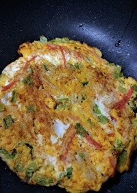 簡単小松菜とカニカマの卵焼き
