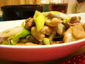白ネギと鶏肉のポン酢炒め