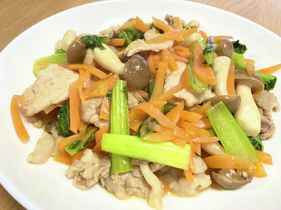 小松菜と豚肉の味噌炒めの画像
