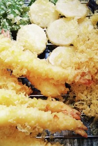天ぷら（エビ　ナス　山芋　ウドの葉）