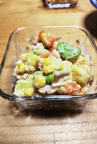 簡単美味♪︎そら豆とコーンのポテトサラダ
