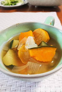 ズッキーニと玉葱、かぼちゃの簡単スープ
