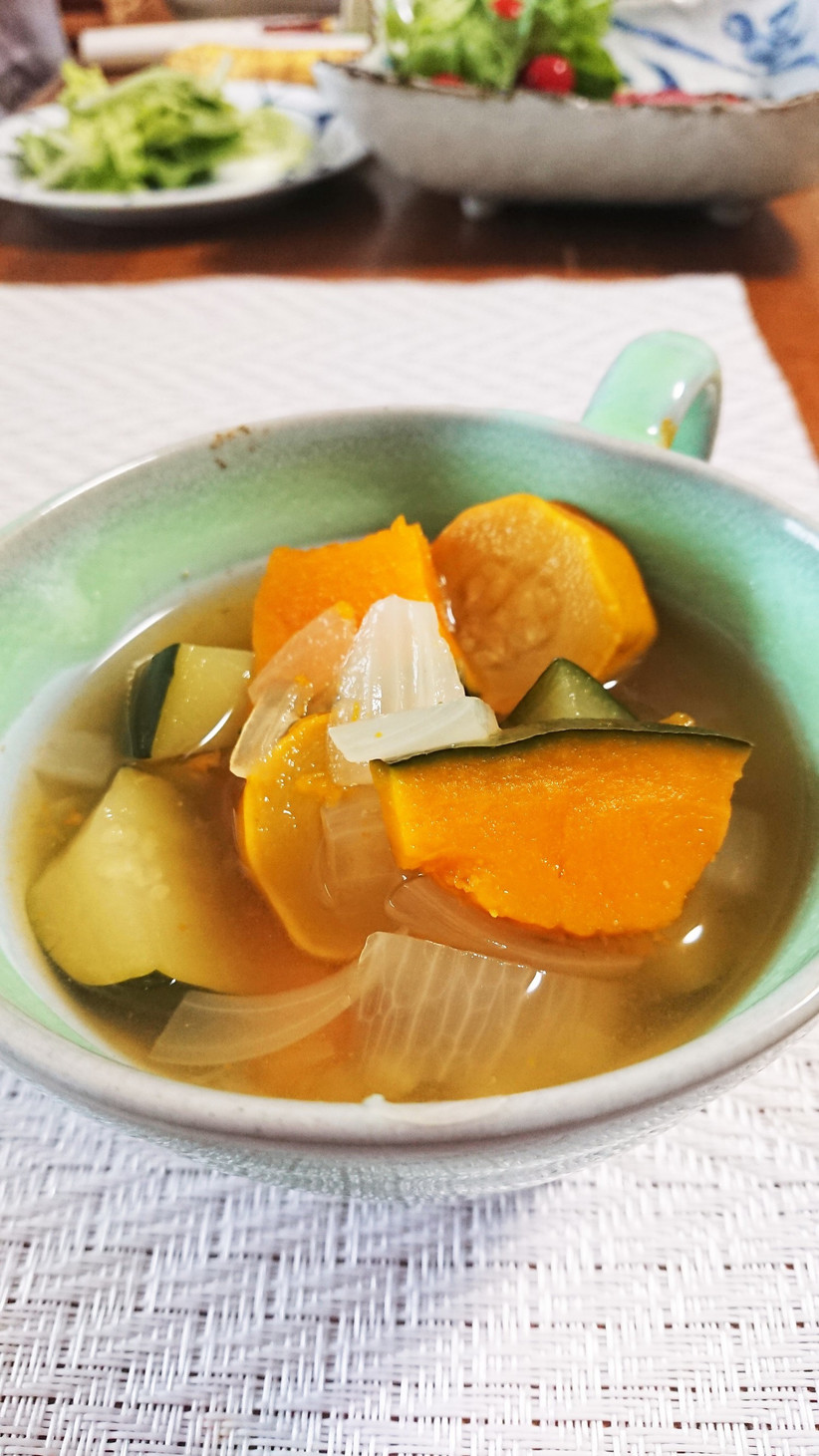 ズッキーニと玉葱、かぼちゃの簡単スープの画像
