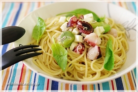 タコとそらまめの柚子胡椒パスタ