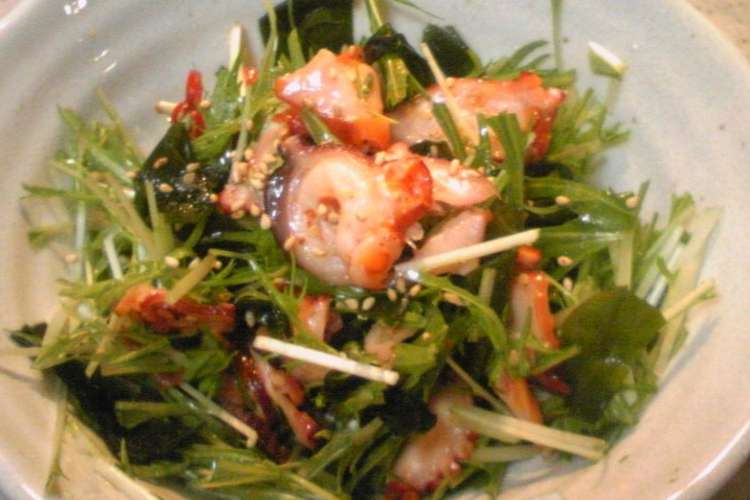 簡単おつまみ タコ 水菜ごま油和え レシピ 作り方 By ｋａｏ クックパッド 簡単おいしいみんなのレシピが352万品