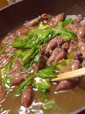 ホタルイカと、くず野菜のうま煮
