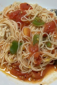 簡単パパッとトマトの素麺パスタ