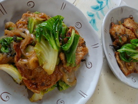 豚肉と春野菜のしその実炒め