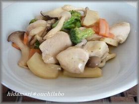 鶏きのこ♪相性◎ホワイトソースとめんつゆ