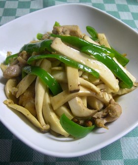 エリンギと鶏肉の柚子こしょう炒め