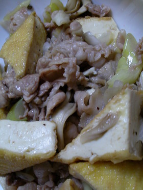 豚と舞茸と白ネギと厚揚げ炒め