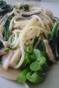 かき菜と椎茸のクリームパスタ