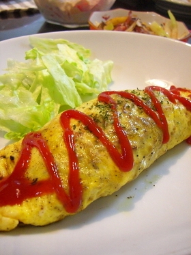 焼肉のタレで♡肉入りオムレツ