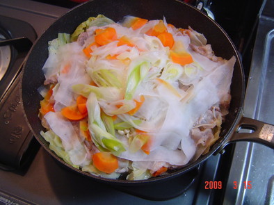 フライパンで簡単蒸野菜の写真