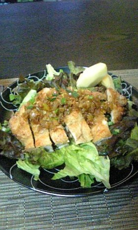 サクッ 鶏胸竜田揚げのねぎみじんソース♪
