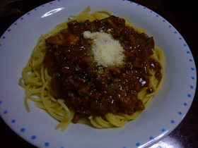 簡単♪なすとエリンギのミートソースパスタ