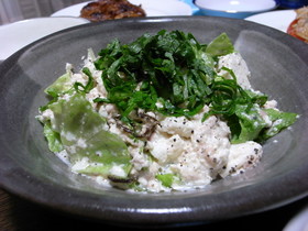 レタス・豆腐・ツナの塩昆布マヨサラダ