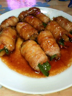豚バラと野菜3種☆★☆こってり甘辛焼き