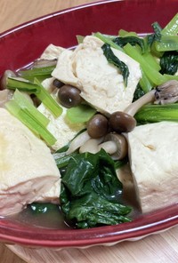 小松菜と豆腐のめんつゆ煮