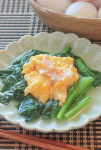 小松菜のおだし卵のせ