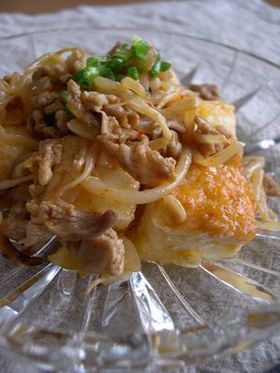 豆腐の豚キムチ炒め