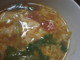 缶詰で簡単☆トマトと玉子の中華スープ
