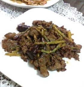 茄子とミニアスパラの甘辛みそ炒め