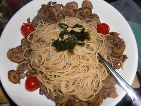 ごぼうと牛肉の和風パスタ♪