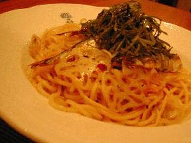 オイルサーディンと、れんこんのスパゲッティの写真