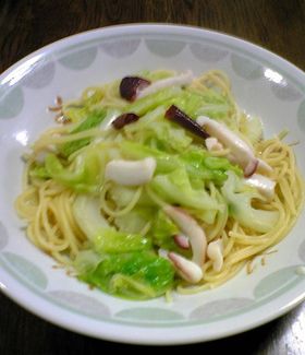 春キャベツとタコのパスタ
