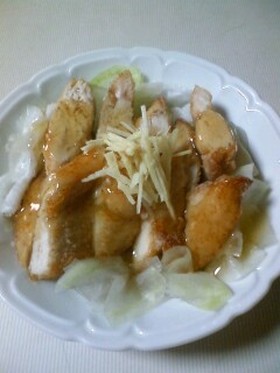 鶏肉と塩揉み大根の甘酢あんかけ